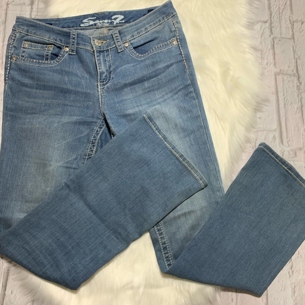 Seven 7 Jeans Blue Denim Bling Bootcut Size 12